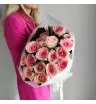 Монобукет из 19 нежно-розвых роз 