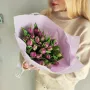 Монобукет из 25 пионовидных тюльпанов Лаванда  2